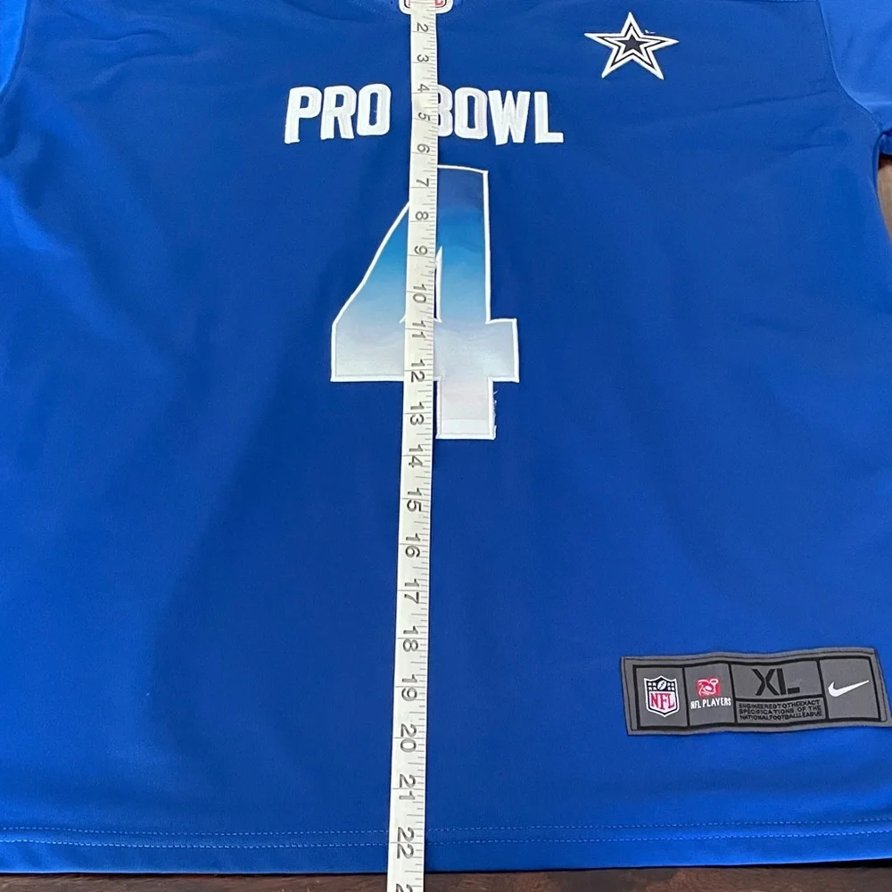 Nike Dallas Cowboys Dak Prescott Royal Blue 2018 Pro Bowl #4 Jersey Youth XL